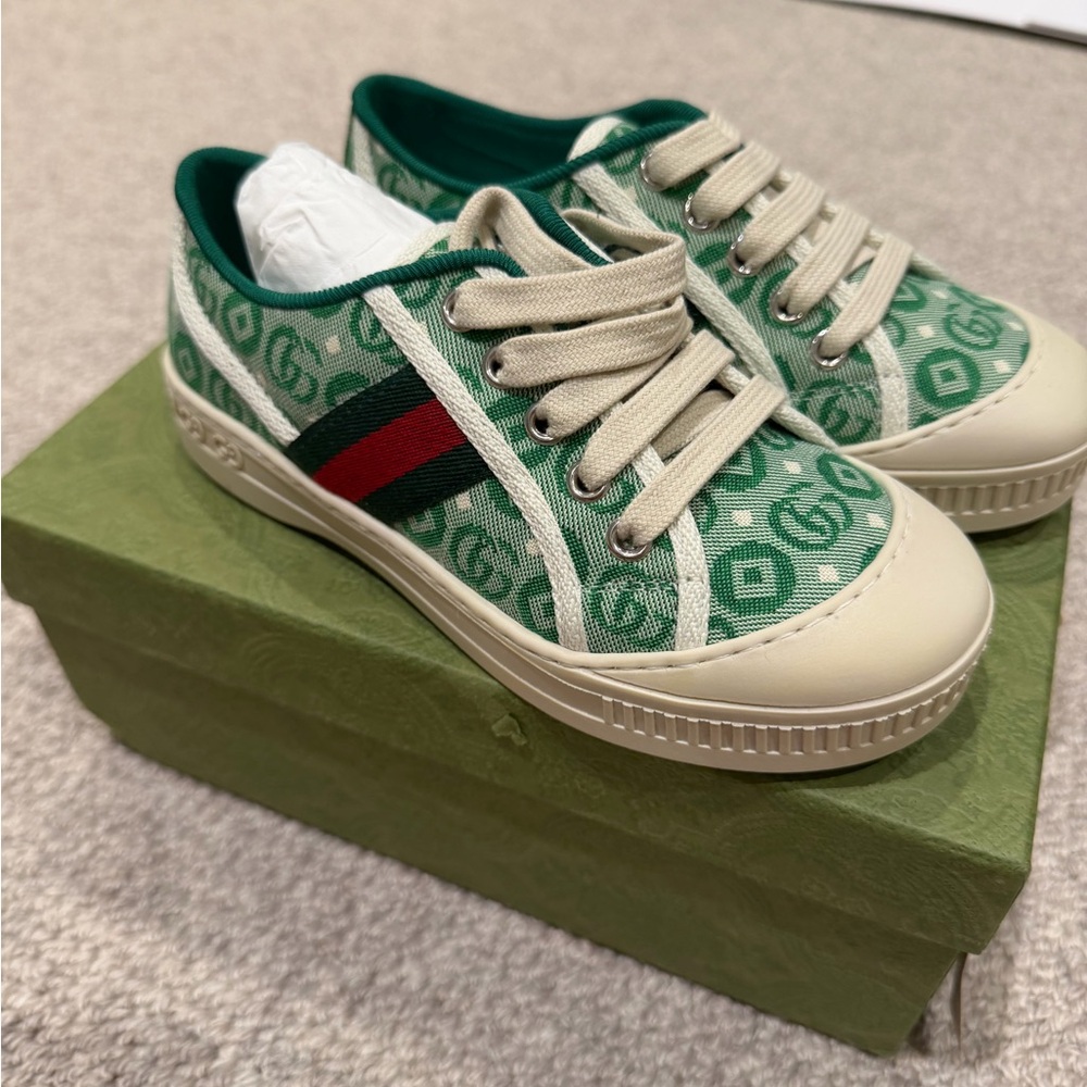 Gucci Kids Green Canvas Sneakers Size 29